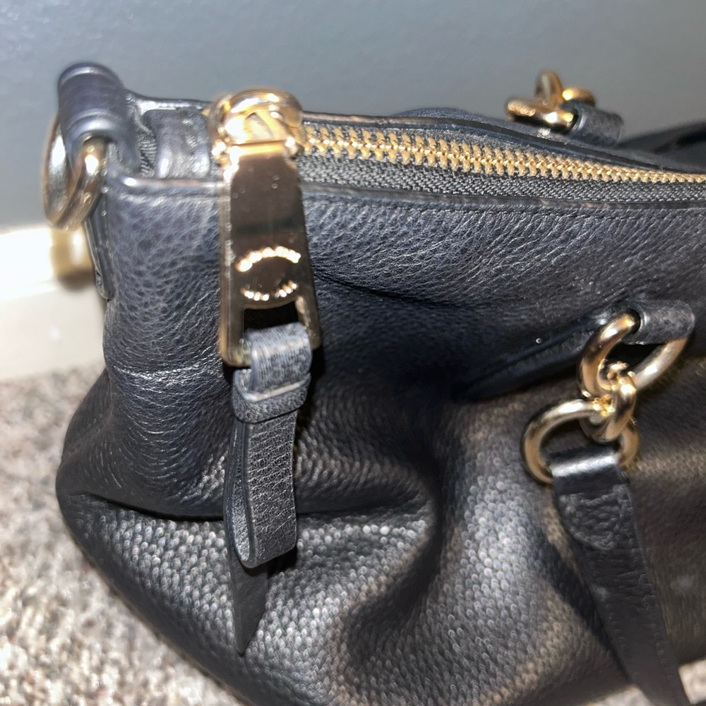 Coach Black Pebbled Leather Shoulder Satchel with Gold Hardware - Picture 7 of 14
